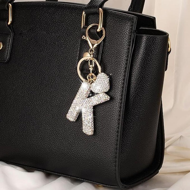 Cute Bling Initial Letter Keychain - Cute Resin Pendant with Heart Design, Personalized Alloy Key Ring Gift for Car (D) - Image 5